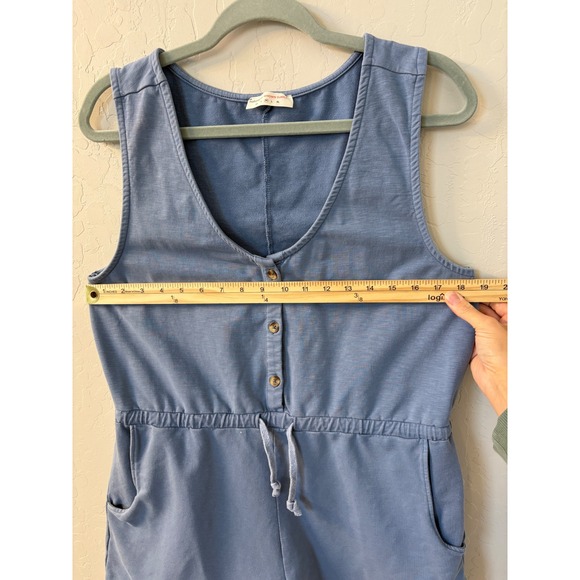 Natural by Known Supply Rowan Romper Steel Blue Sleeveless Button Up‎ Sz M - Picture 4 of 8